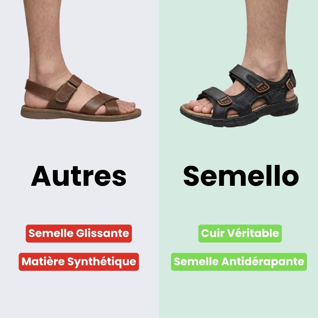 Women's orthopedic leather sandals in black, brown and yellow with adjustable straps over the instep