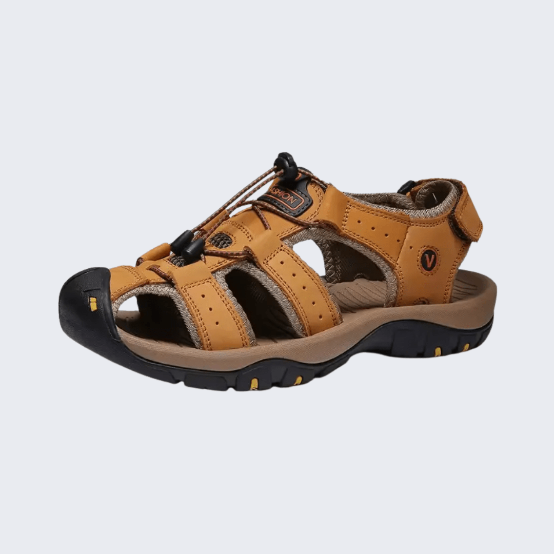 Men's summer sandals with wide adjustable straps and a cushioned arch support