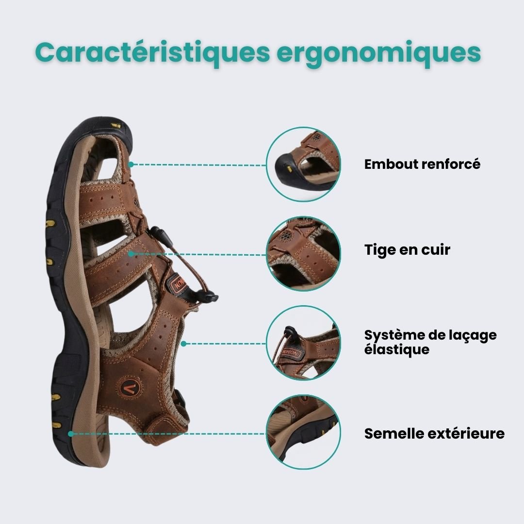 Men's summer sandals with wide adjustable straps and a cushioned arch support