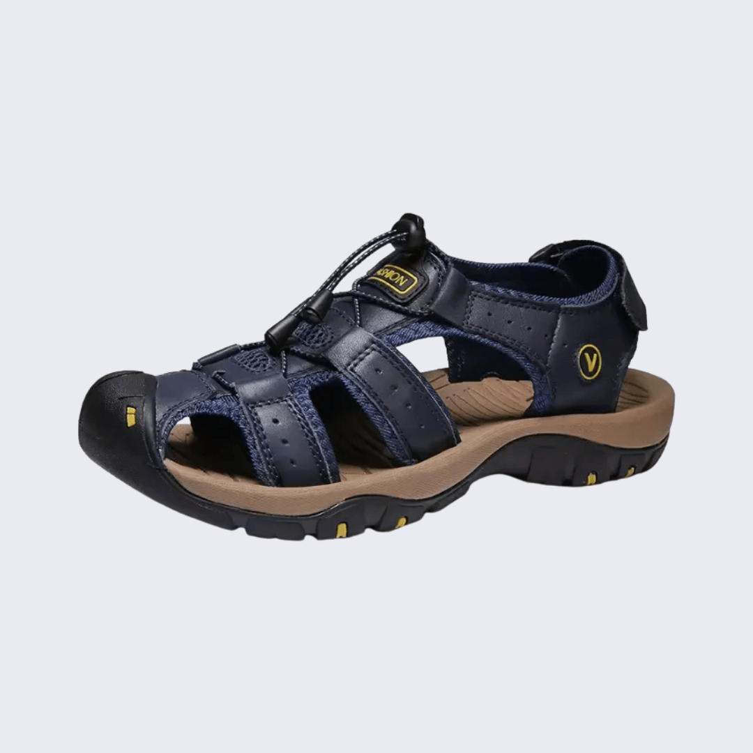 Men's summer sandals with wide adjustable straps and a cushioned arch support