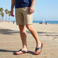 Black orthopedic sandals for men with adjustable straps across the instep