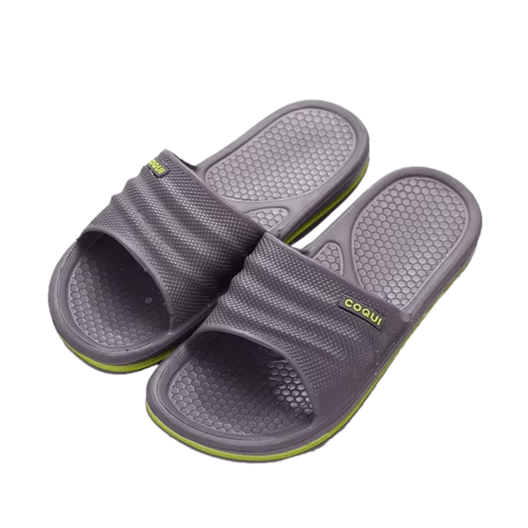 Men's orthopedic sandals with adjustable straps and contoured footbeds, in navy, gray and brown