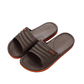 Men's orthopedic sandals with adjustable straps and contoured footbeds, in navy, gray and brown