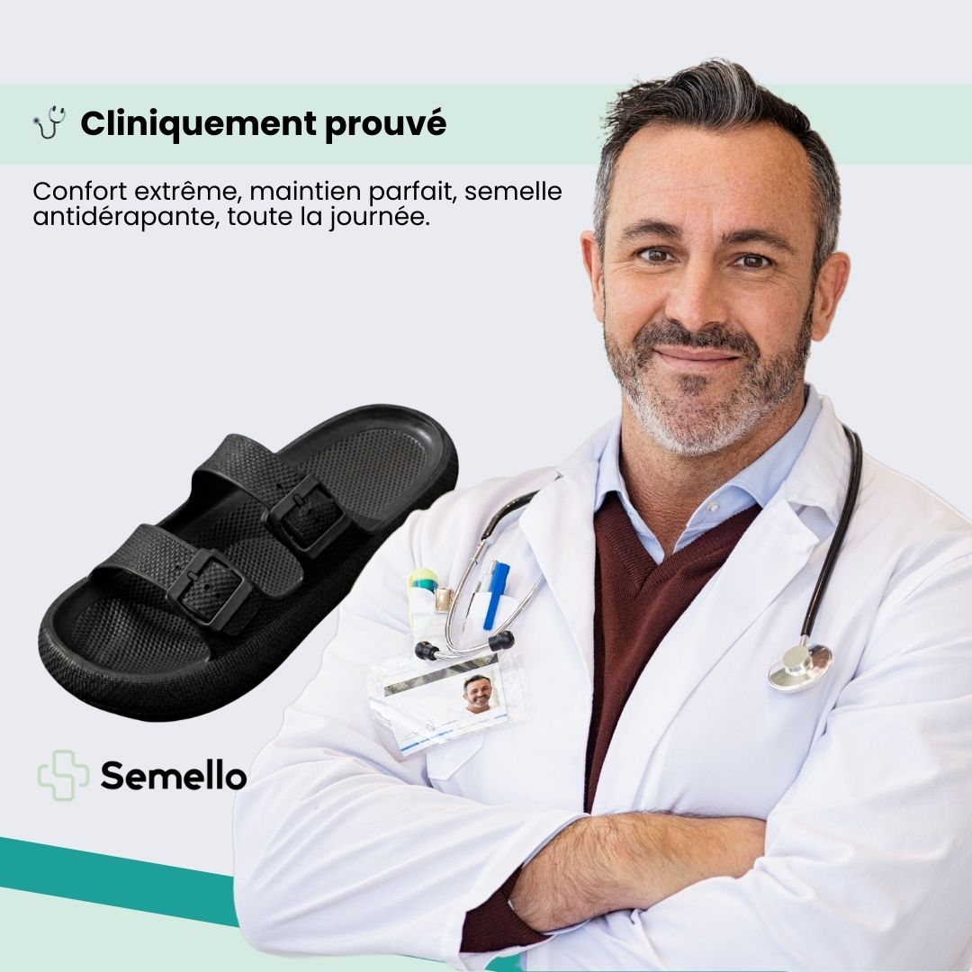 Orthopedic sandals with adjustable buckle straps over the instep and a contoured footbed