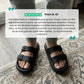 Orthopedic sandals with adjustable buckle straps over the instep and a contoured footbed