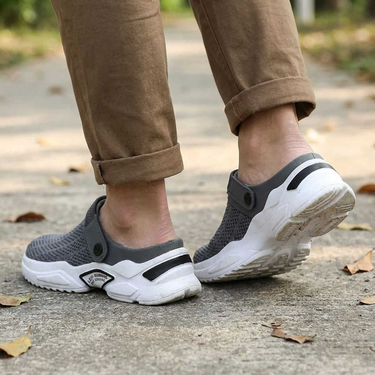 Orthopedic sandals with adjustable straps and a molded arch support footbed, in gray, blue or black