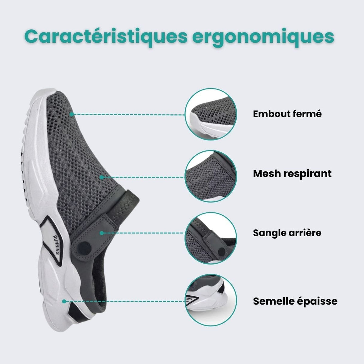 Orthopedic sandals with adjustable straps and a molded arch support footbed, in gray, blue or black