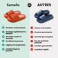 Orthopedic sandals with a contoured footbed for foot pain, in orange, yellow, pink, black and blue