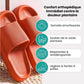 Orthopedic sandals with a contoured footbed for foot pain, in orange, yellow, pink, black and blue