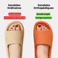Orthopedic sandals with a contoured footbed for foot pain, in orange, yellow, pink, black and blue