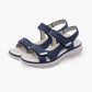 Women's orthopedic sandals with wide straps and a roomy toe box, in black, blue and gray
