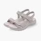 Women's orthopedic sandals with wide straps and a roomy toe box, in black, blue and gray