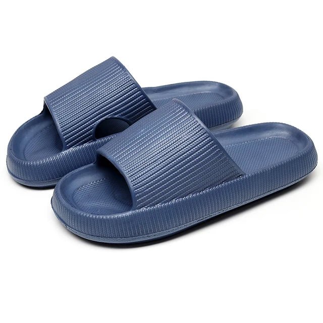 Orthopedic slide sandals with a contoured footbed, in orange, yellow, pink and blue