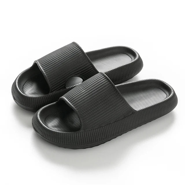 Orthopedic slide sandals with a contoured footbed, in orange, yellow, pink and blue