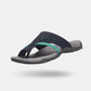 Orthopedic sandals with a wide toe strap that frees the bunion, in black, gray, blue or red