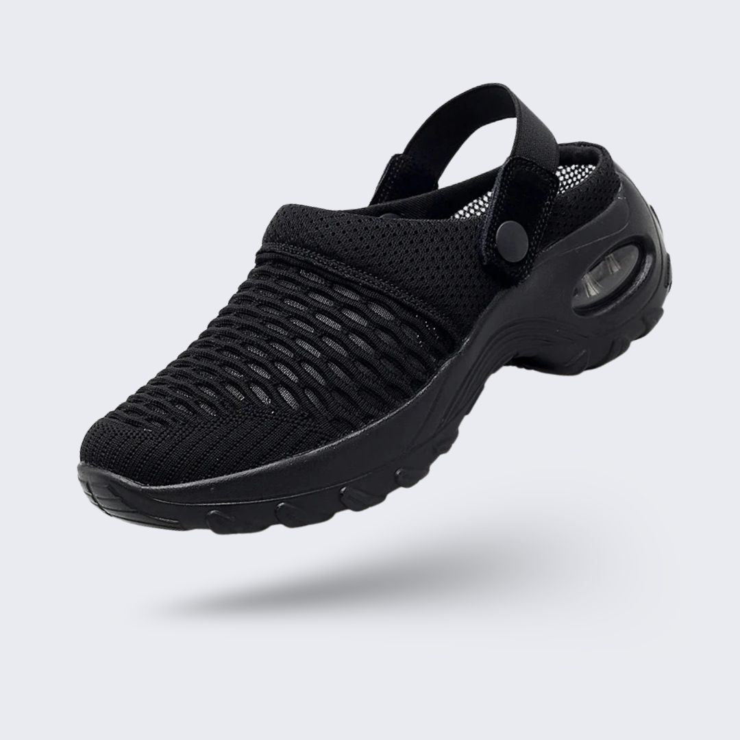 Lightweight orthopedic slide sandals with a cushioned contoured footbed