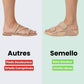 Lightweight orthopedic sandals in beige, black and blue with a molded arch-support footbed