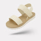 Flat orthopedic sandals with a discreet arch in the footbed, in caramel, black and white
