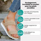 Flat orthopedic sandals with a discreet arch in the footbed, in caramel, black and white