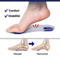 Pair of clear silicone insoles with a cushioned heel pad for shock absorption