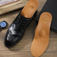 Leather insoles with a breathable surface and low arch support for the shoe