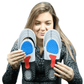 Gel insoles with a thick cushioned heel pad, slid inside the shoe