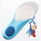 Pair of blue memory foam insoles sized to fit inside children's shoes