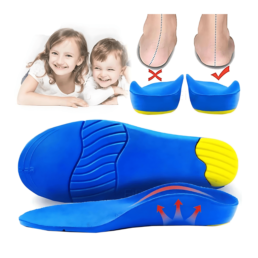 Orthopedic insoles for kids with a molded arch that corrects foot alignment
