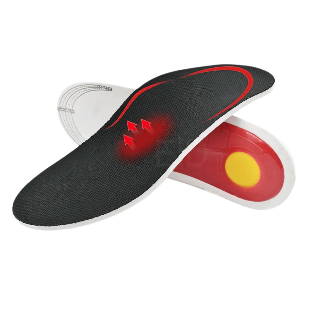 Memory foam insoles for flat feet with a raised arch and a deep heel cup