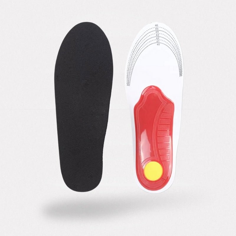 Memory foam insoles for flat feet with a raised arch and a deep heel cup