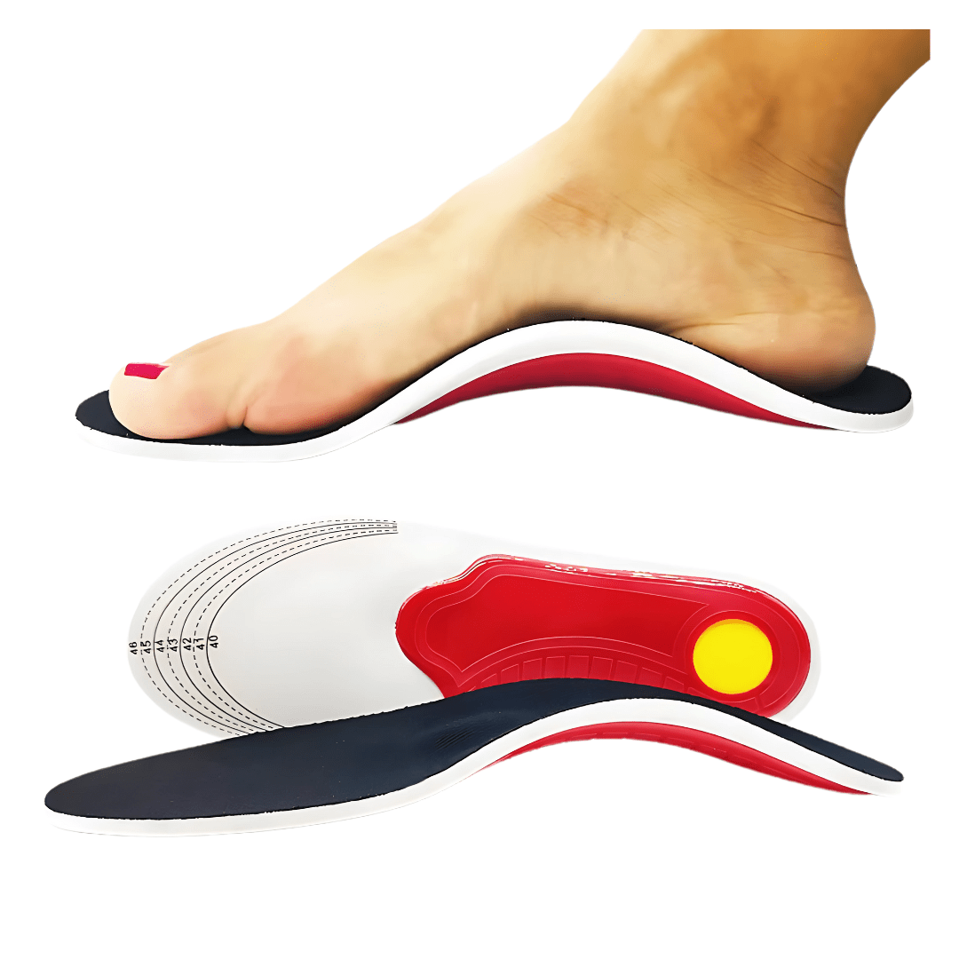 Memory foam insoles for flat feet with a raised arch and a deep heel cup