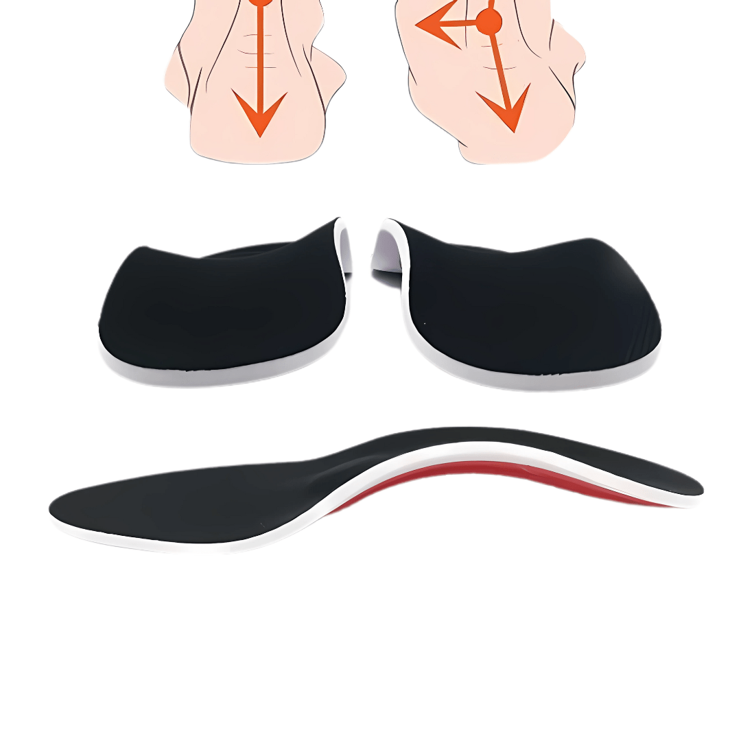 Memory foam insoles for flat feet with a raised arch and a deep heel cup