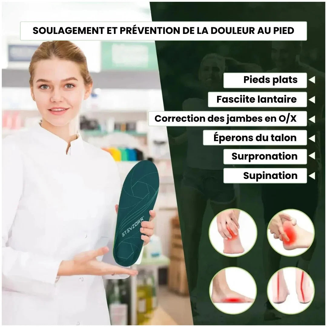 EVA insoles for flat feet with a firm molded arch running the length of the footbed