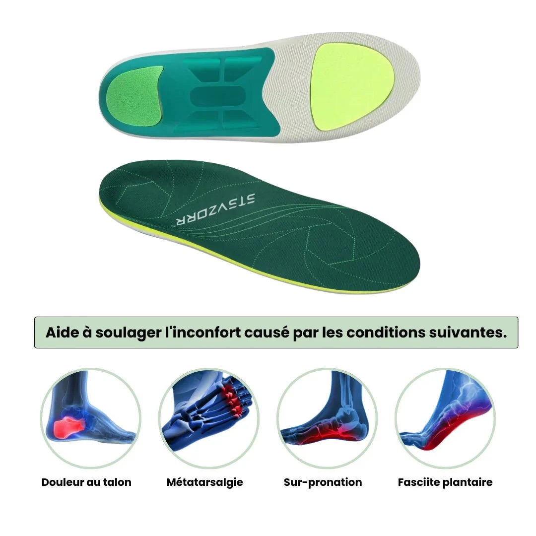 EVA insoles for flat feet with a firm molded arch running the length of the footbed