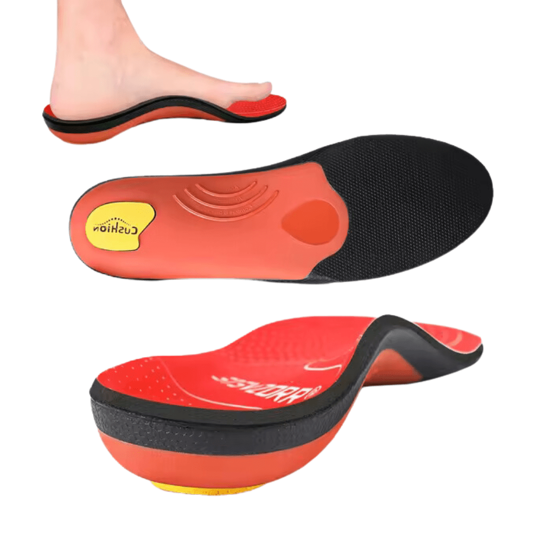 EVA insoles for flat feet with a firm molded arch running the length of the footbed