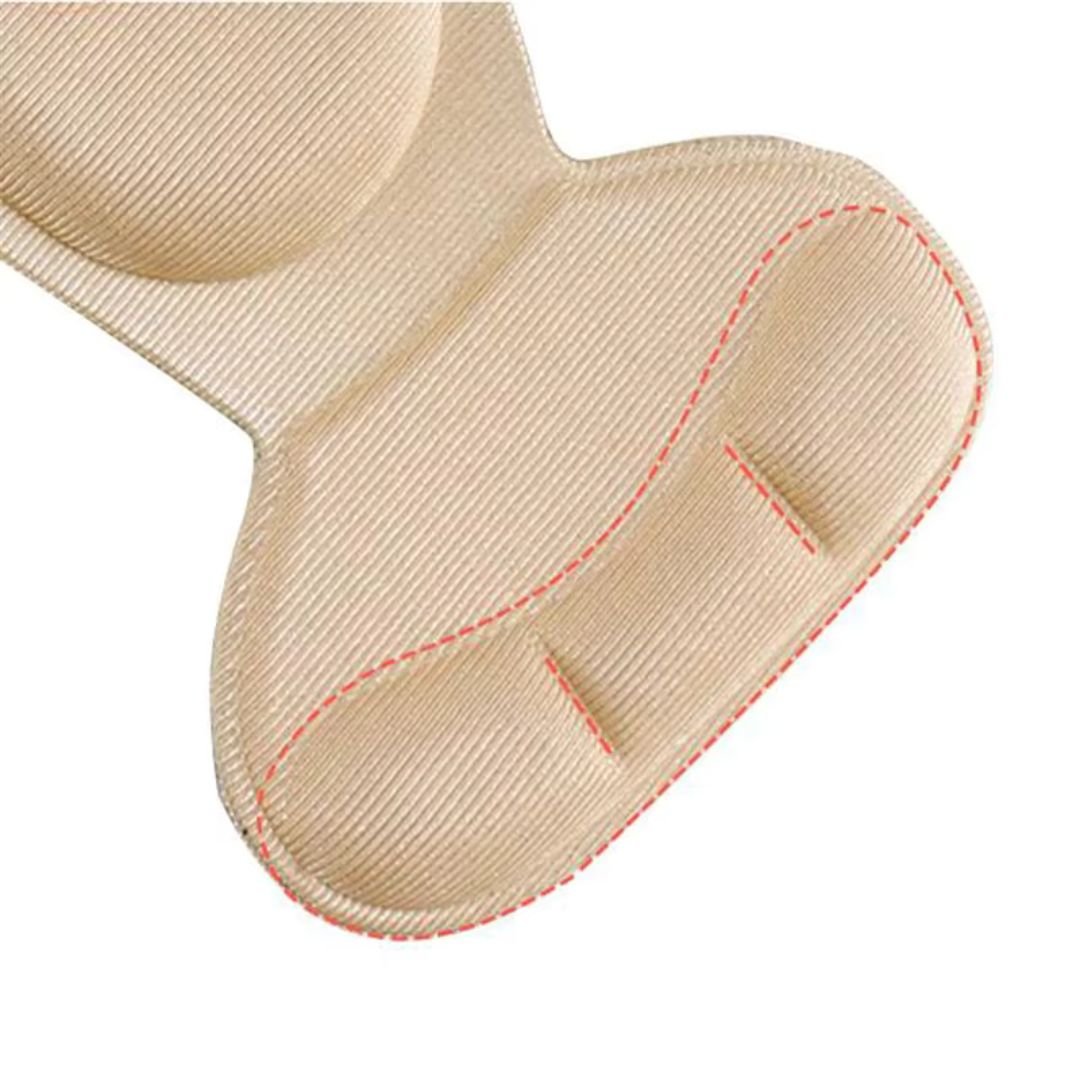 Slim nude and black insoles that cushion the ball of the foot inside high heels