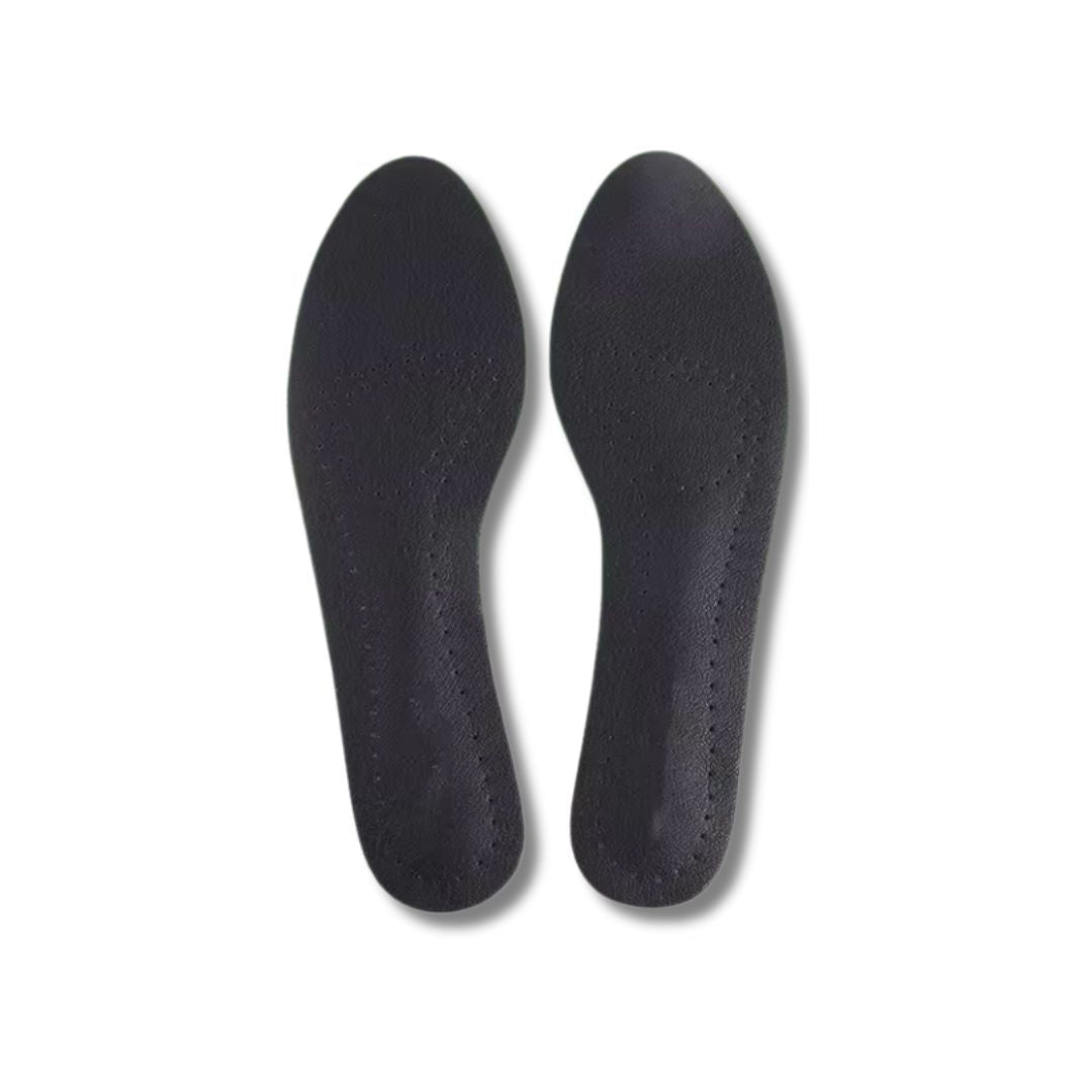 Nude leather half insoles placed in high heels under the ball of the foot