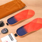 Heated insoles that warm the sole of the foot, sized to sit inside hiking and hunting boots