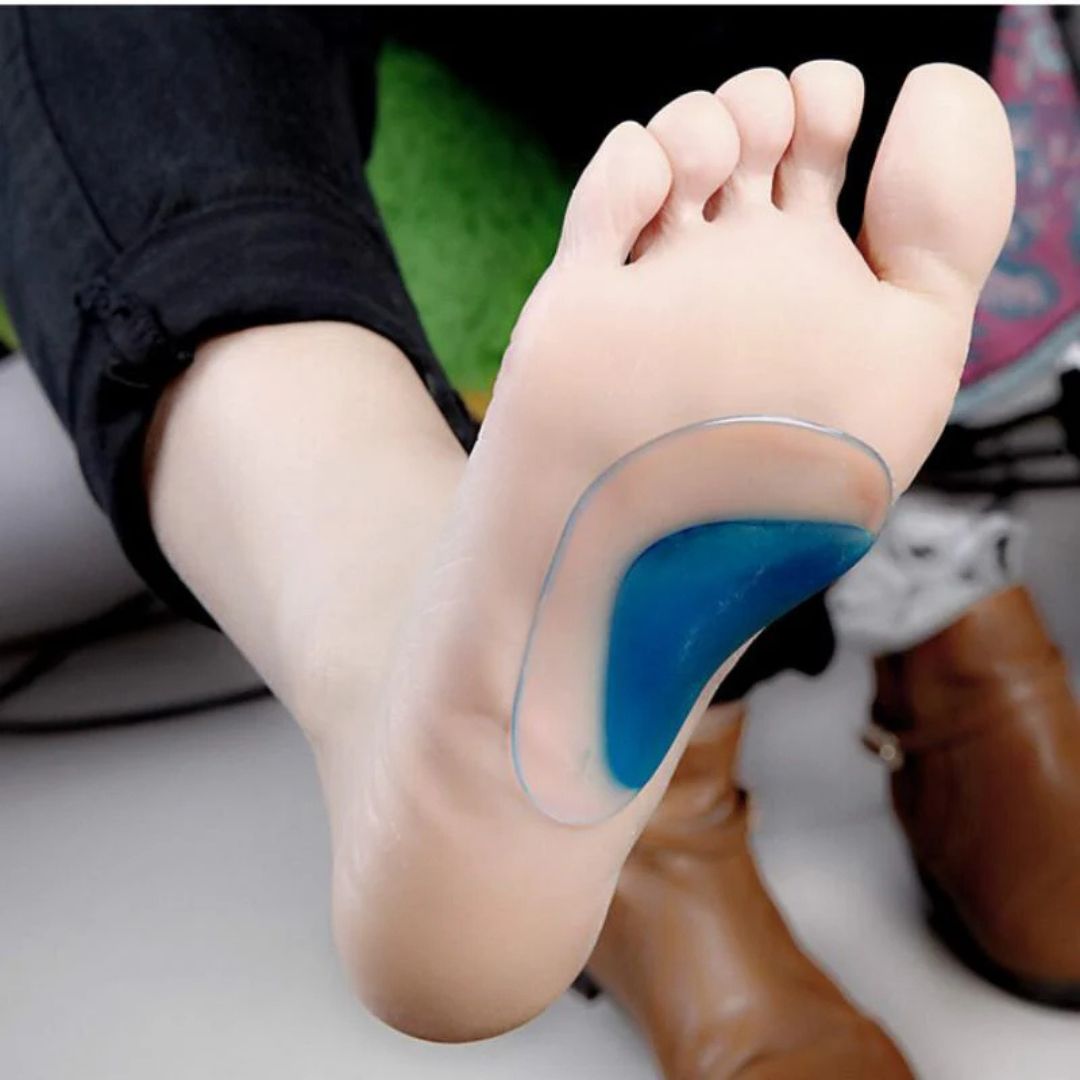 Kids orthopedic insoles with a raised arch and cupped heel for flat feet