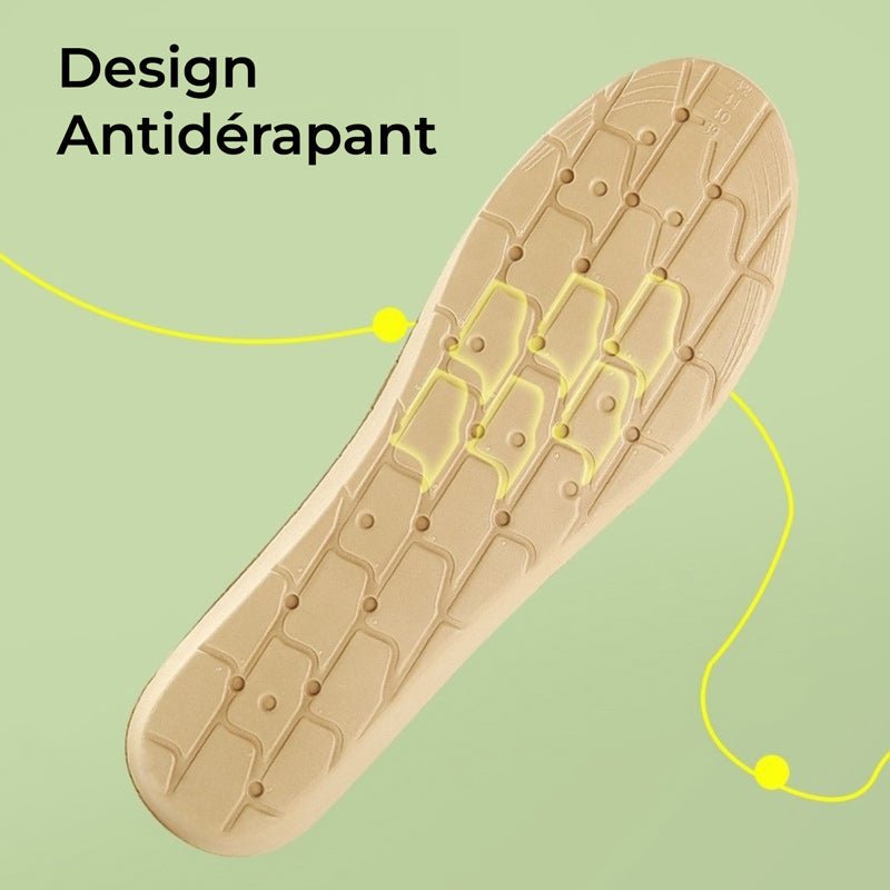 Magnetic acupressure insoles with raised massage points, in green and gray pairs