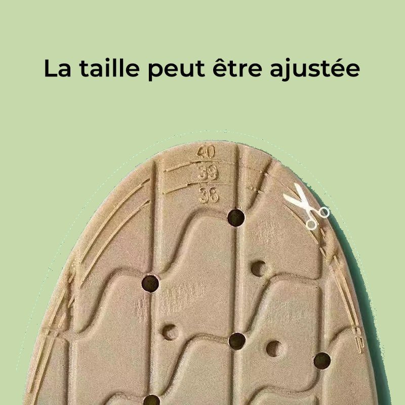 Magnetic acupressure insoles with raised massage points, in green and gray pairs