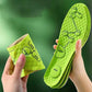 Magnetic acupressure insoles with raised massage points, in green and gray pairs