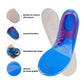 Gel insoles with silica cushions under the heel and the ball of the foot