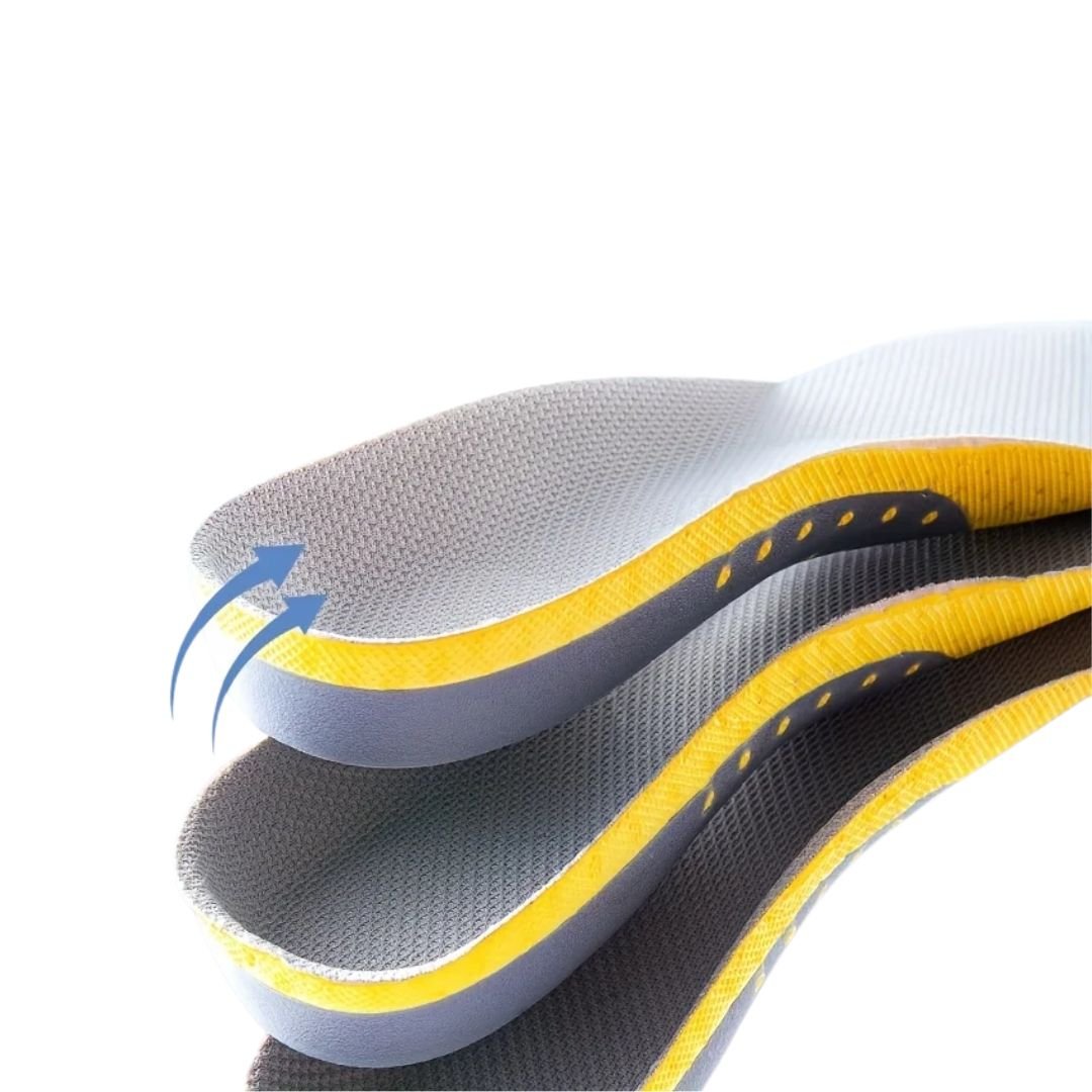 Heel spur insoles with a cushioned cup that cradles the heel inside any shoe