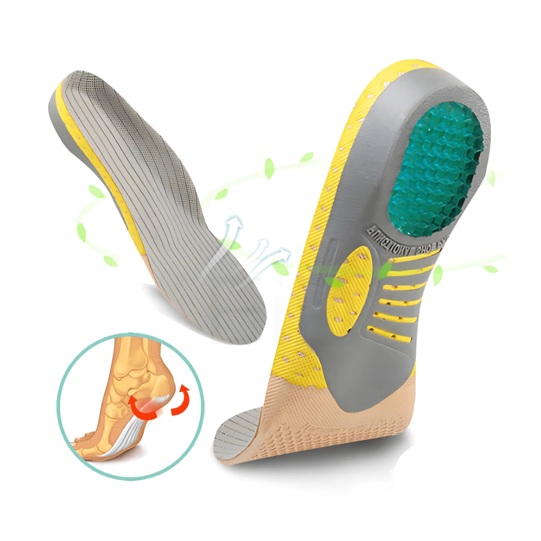 Pair of insoles with a cushioned heel cup that offloads a painful heel spur