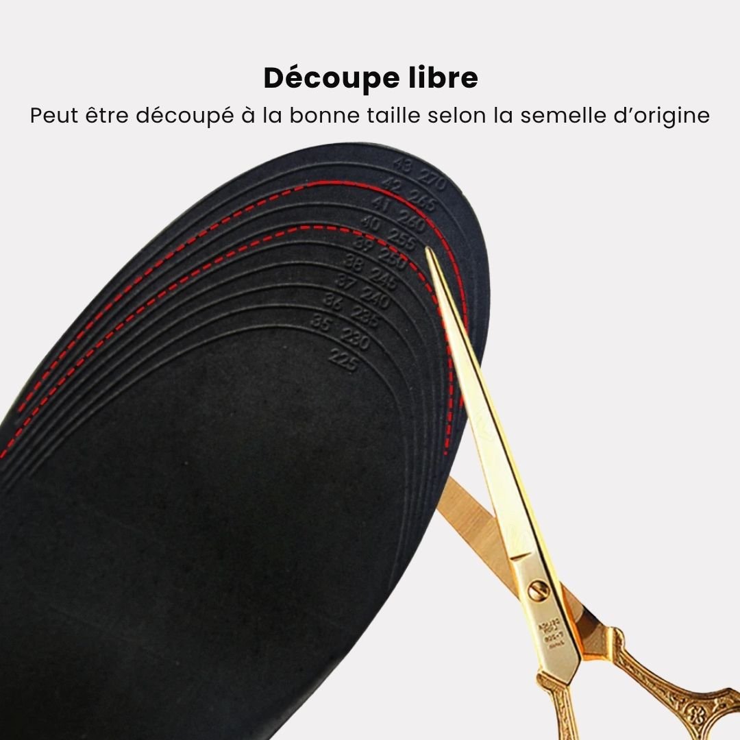 Invisible height increase insoles with a stacked lift, hidden under the heel inside a shoe