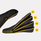 Invisible height increase insoles with a stacked lift, hidden under the heel inside a shoe
