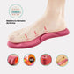 Pink and yellow thermal insoles with an insulating top layer, trimmed to fit inside winter boots