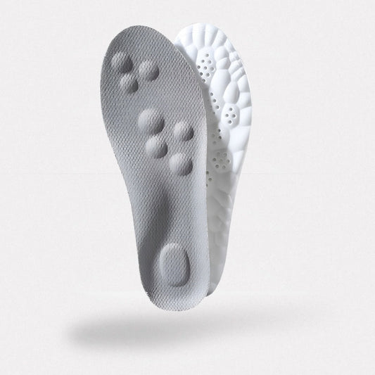Pair of orthopedic insoles with a molded arch and a cupped heel