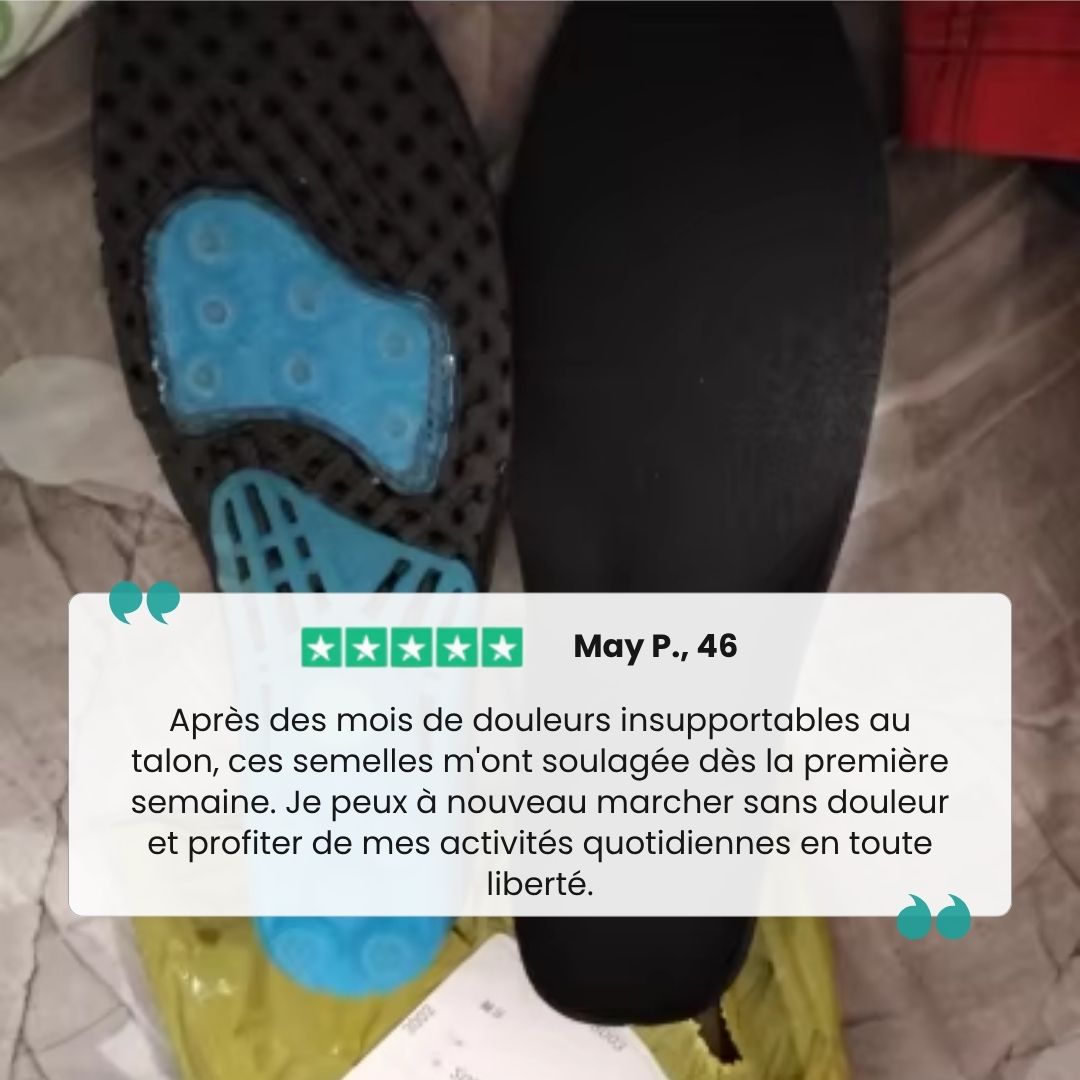 Pair of orthopedic insoles for plantar fasciitis with a raised arch and a deep heel cup